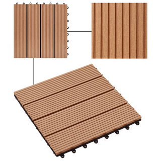 11 pcs Decking Tiles WPC 30x30 cm 1 sqm Teak Colour - Giant Lobelia