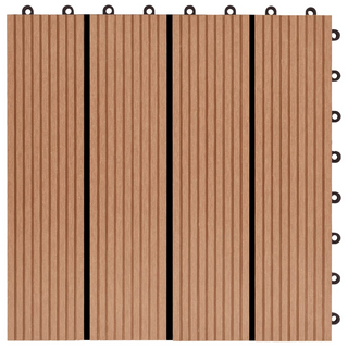 11 pcs Decking Tiles WPC 30x30 cm 1 sqm Teak Colour - Giant Lobelia