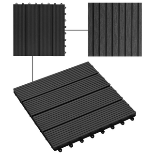 11 pcs Decking Tiles WPC 30x30 cm 1 sqm Black - Giant Lobelia