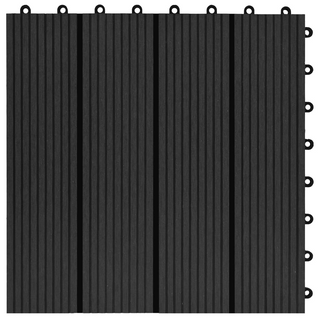 11 pcs Decking Tiles WPC 30x30 cm 1 sqm Black - Giant Lobelia