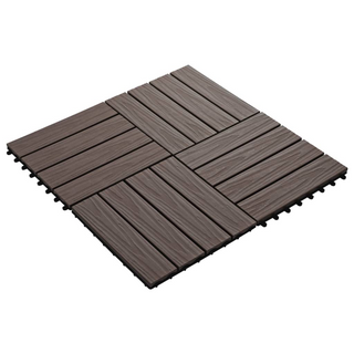 11 pcs Decking Tiles Deep Embossed WPC 30x30 cm 1 sqm Dark Brown - Giant Lobelia