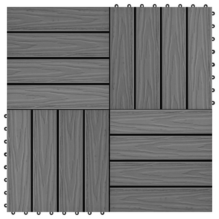 11 pcs Decking Tiles Deep Embossed WPC 30x30 cm 1 sqm Grey - Giant Lobelia