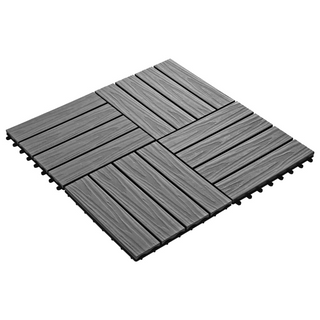 11 pcs Decking Tiles Deep Embossed WPC 30x30 cm 1 sqm Grey - Giant Lobelia