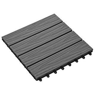 11 pcs Decking Tiles Deep Embossed WPC 30x30 cm 1 sqm Grey - Giant Lobelia