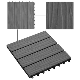 11 pcs Decking Tiles Deep Embossed WPC 30x30 cm 1 sqm Grey - Giant Lobelia