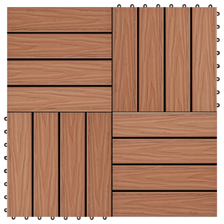 11 pcs Decking Tiles Deep Embossed WPC 30x30 cm 1 sqm Light Brown - Giant Lobelia