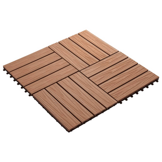 11 pcs Decking Tiles Deep Embossed WPC 30x30 cm 1 sqm Light Brown - Giant Lobelia