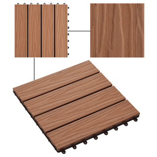 11 pcs Decking Tiles Deep Embossed WPC 30x30 cm 1 sqm Light Brown - Giant Lobelia