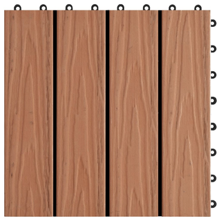 11 pcs Decking Tiles Deep Embossed WPC 30x30 cm 1 sqm Light Brown - Giant Lobelia