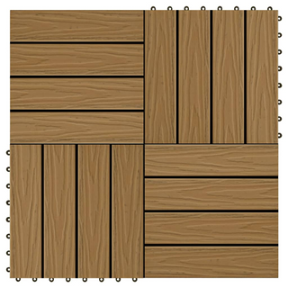 11 pcs Decking Tiles Deep Embossed WPC 30x30 cm 1 sqm Teak Colour - Giant Lobelia