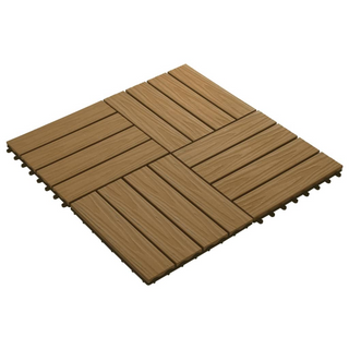 11 pcs Decking Tiles Deep Embossed WPC 30x30 cm 1 sqm Teak Colour - Giant Lobelia