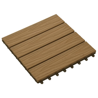 11 pcs Decking Tiles Deep Embossed WPC 30x30 cm 1 sqm Teak Colour - Giant Lobelia