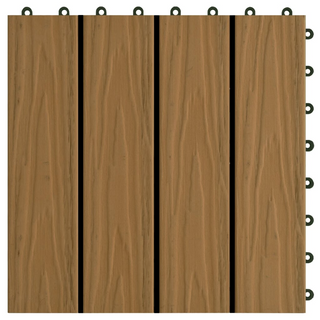 11 pcs Decking Tiles Deep Embossed WPC 30x30 cm 1 sqm Teak Colour - Giant Lobelia