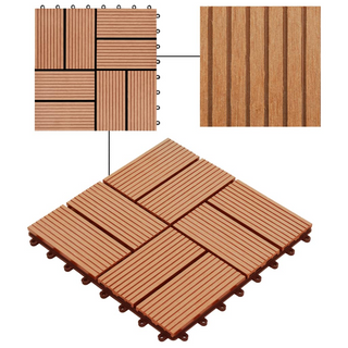 11 pcs Decking Tiles WPC 30x30 cm 1 sqm Teak Colour - Giant Lobelia