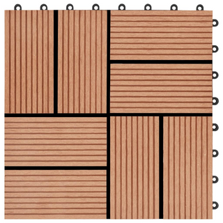 11 pcs Decking Tiles WPC 30x30 cm 1 sqm Teak Colour - Giant Lobelia