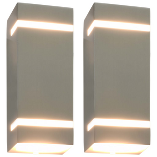 vidaXL Outdoor Wall Lights 2 pcs 35 W Silver Rectangular - Giant Lobelia