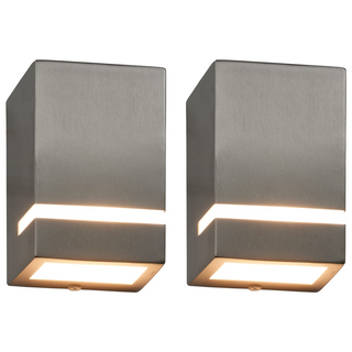 vidaXL Outdoor Wall Lights 2 pcs 35 W Silver Rectangular - Giant Lobelia