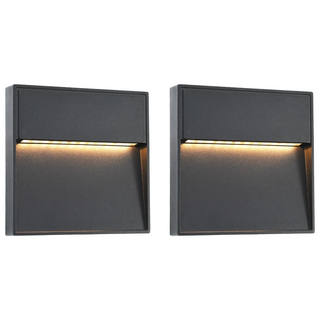 vidaXL Outdoor LED Wall Lights 2 pcs 3 W Black Square - Giant Lobelia