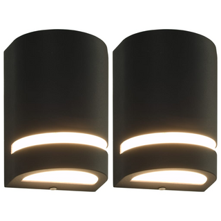 vidaXL Outdoor Wall Lights 2 pcs 35 W Black Half-round - Giant Lobelia