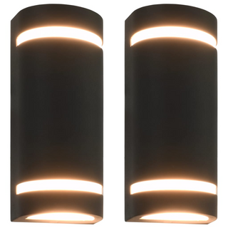 vidaXL Outdoor Wall Lights 2 pcs 35 W Black Half-round - Giant Lobelia