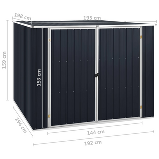 Garden Shed Anthracite 195x198x159 cm Galvanised Steel - Giant Lobelia