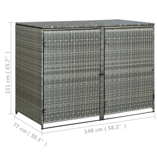 Double Wheelie Bin Shed Poly Rattan Anthracite 148x77x111 cm - Giant Lobelia