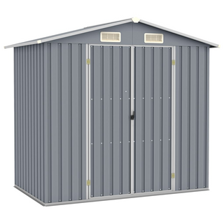 Garden Shed Grey 205x129x183 cm Galvanised Steel - Giant Lobelia