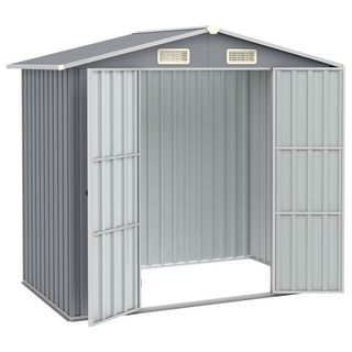 Garden Shed Grey 205x129x183 cm Galvanised Steel - Giant Lobelia