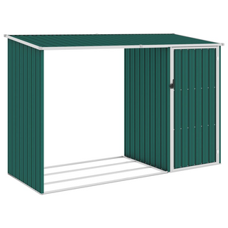 vidaXL Garden Firewood Shed Green 245x98x159 cm Galvanised Steel - Giant Lobelia