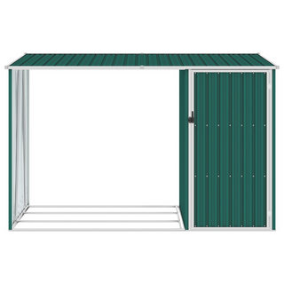 vidaXL Garden Firewood Shed Green 245x98x159 cm Galvanised Steel - Giant Lobelia