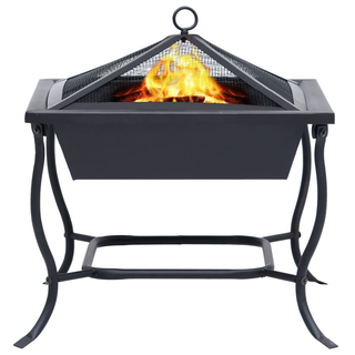 vidaXL Fire Pit Black 42x42x45 cm Steel - Giant Lobelia