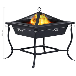 vidaXL Fire Pit Black 42x42x45 cm Steel - Giant Lobelia