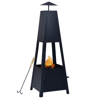 vidaXL Fire Pit Black 35x35x99 cm Steel - Giant Lobelia