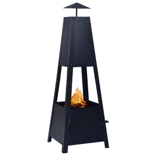 vidaXL Fire Pit Black 35x35x99 cm Steel - Giant Lobelia