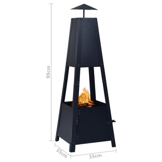 vidaXL Fire Pit Black 35x35x99 cm Steel - Giant Lobelia