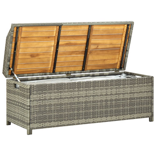 vidaXL Garden Storage Bench 120 cm Poly Rattan Grey - Giant Lobelia