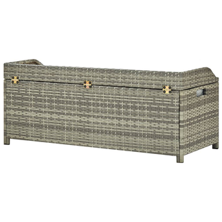 vidaXL Garden Storage Bench 120 cm Poly Rattan Grey - Giant Lobelia