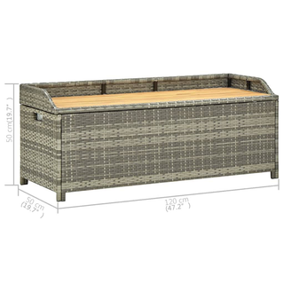 vidaXL Garden Storage Bench 120 cm Poly Rattan Grey - Giant Lobelia