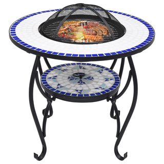 vidaXL Mosaic Fire Pit Table Blue and White 68 cm Ceramic - Giant Lobelia