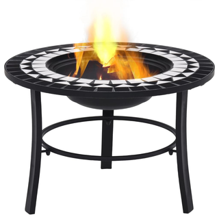 vidaXl Mosaic Fire Pit Black and White 68cm Ceramic - Giant Lobelia