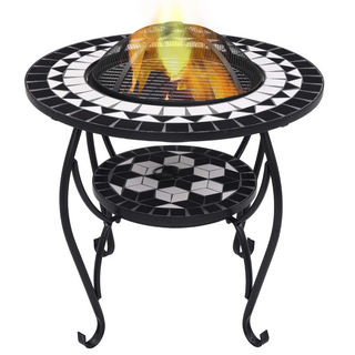 vidaXL Mosaic Fire Pit Table Black and White 68 cm Ceramic - Giant Lobelia