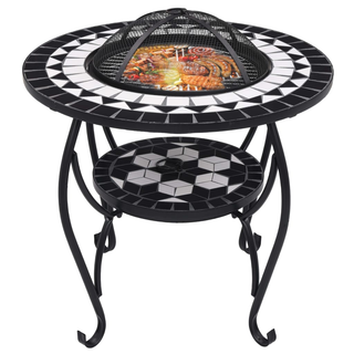 vidaXL Mosaic Fire Pit Table Black and White 68 cm Ceramic - Giant Lobelia