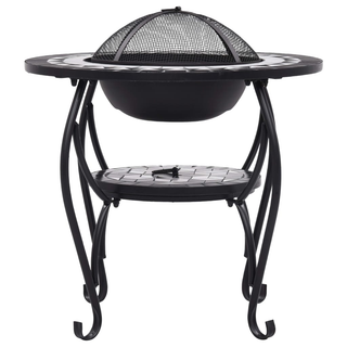 vidaXL Mosaic Fire Pit Table Black and White 68 cm Ceramic - Giant Lobelia