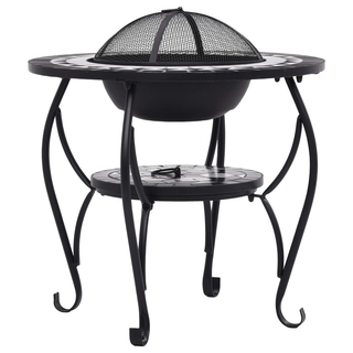 vidaXL Mosaic Fire Pit Table Black and White 68 cm Ceramic - Giant Lobelia