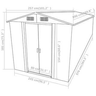 Garden Shed Anthracite 257x990x181 cm Galvanised steel - Giant Lobelia