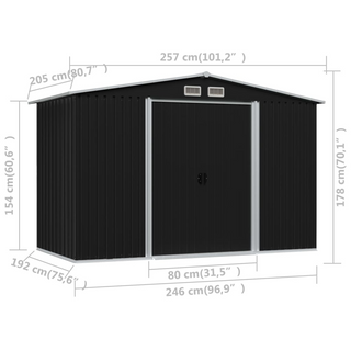 vidaXL Garden Storage Shed Anthracite Steel 257x205x178 cm - Giant Lobelia