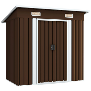 vidaXL Garden Storage Shed Brown 194x121x181 cm Steel - Giant Lobelia