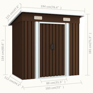 vidaXL Garden Storage Shed Brown 194x121x181 cm Steel - Giant Lobelia