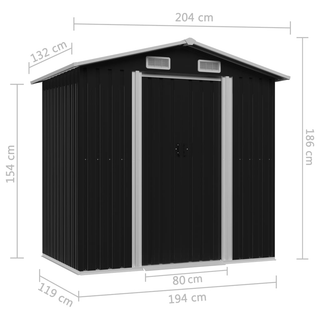 vidaXL Garden Storage Shed Anthracite Steel 204x132x186 cm - Giant Lobelia