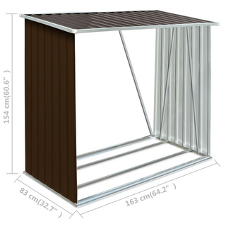 vidaXL Garden Log Storage Shed Galvanised Steel 163x83x154 cm Brown - Giant Lobelia